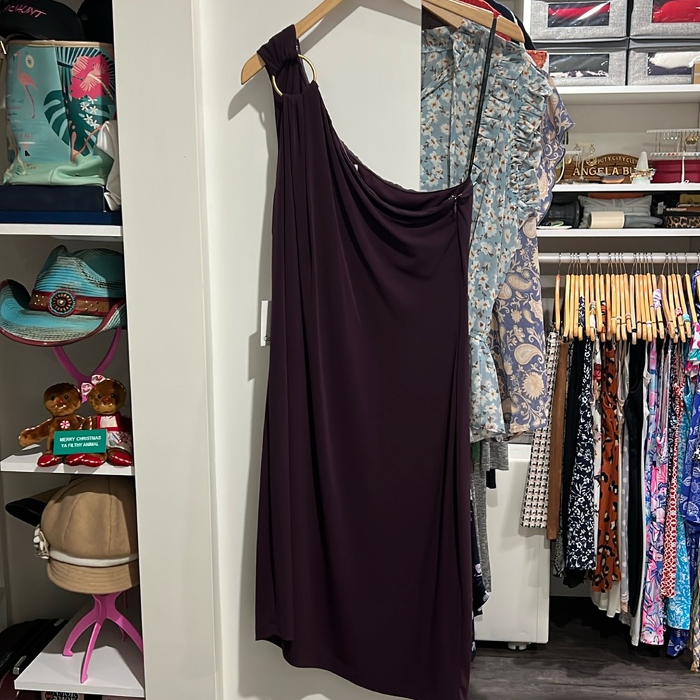NWT, Calvin Klein one shoulder side zip sheath cocktail dress.